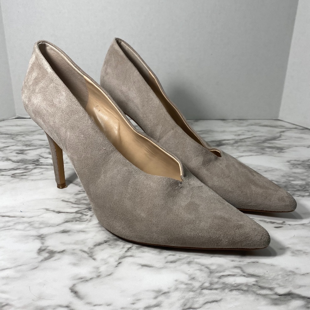 SALE! Vince Camuto taupe leather point toe heels pumps shoes 9.5
